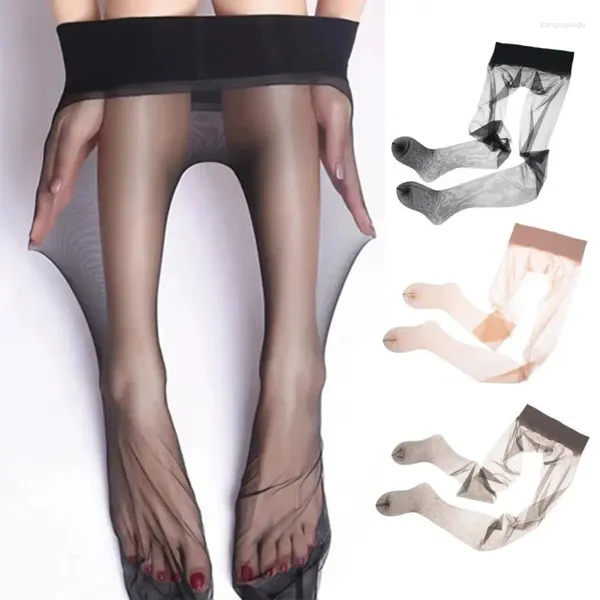 Chaussettes de femmes Stocking Transparent Basse taille pantyhose Couleur solide en nylon lisse et bas pour les pieds collants féminins