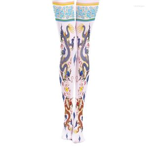 Dames sokken kousen panty's catwalkmodellen geprinte panty 2023 media pantis vrouw handgeschilderd patroon vrouwelijk fluweel sexy