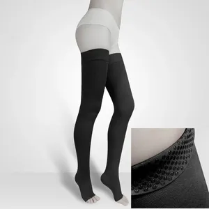 Calcetines de mujer Medias de dos etapas de presión antideslizante tubo elástico de pierna medias de vena larga Color de piel negra S M L XL XXL