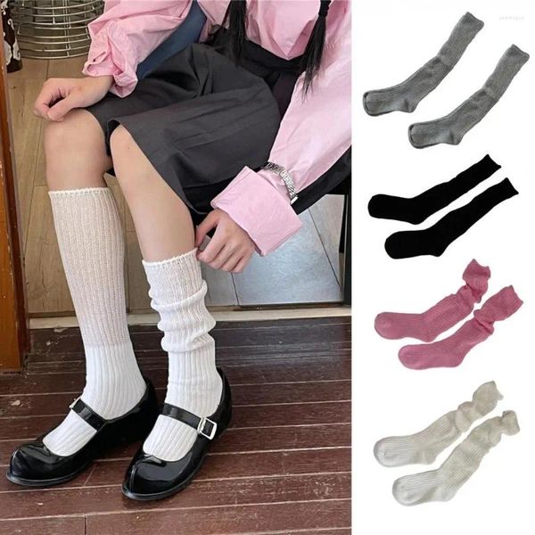 Calcetines elásticos de pantorrilla para mujer, medias largas de invierno de estilo japonés, cálidas, antideslizantes, para escuela