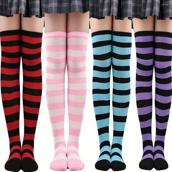 Étudiant de chaussettes Christmas Striped High Childrens Stockings Gnee Halloween Cosplay Party