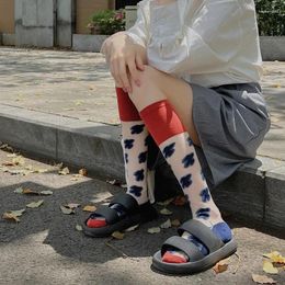 Femmes chaussettes d'été décontractées harajuku transparent en cristal en soie en soie respirante verre fleur coréen mince mille mi-molle