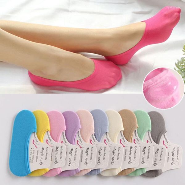 Calcetines de mujer informales de verano Color caramelo barco silicona terciopelo fino seda mágica lindo Meias tamaño 25-39 para niños adultos