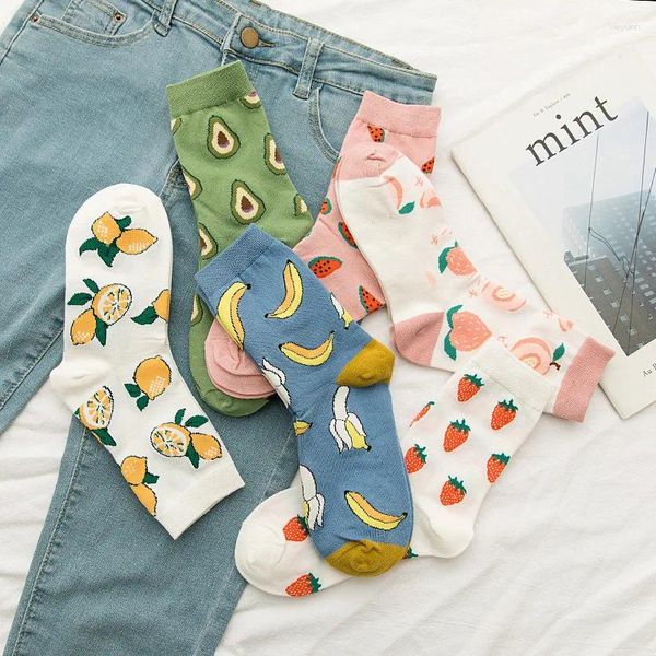 Chaussettes d'été pour femmes, bateau à fruits, courtes, banane, pastèque, mode filles, pieds féminins