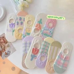 Chaussettes d'été invisibles pour femmes, bas stocks, bateau antidérapant, Kawaii, chaussettes de loisirs japonaises pour filles