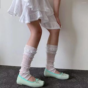 Chaussettes d'été en dentelle pour femmes, Tube moyen, Style Ballet JK Lolita, respirantes, mollet fin, Y2K, couverture de fête