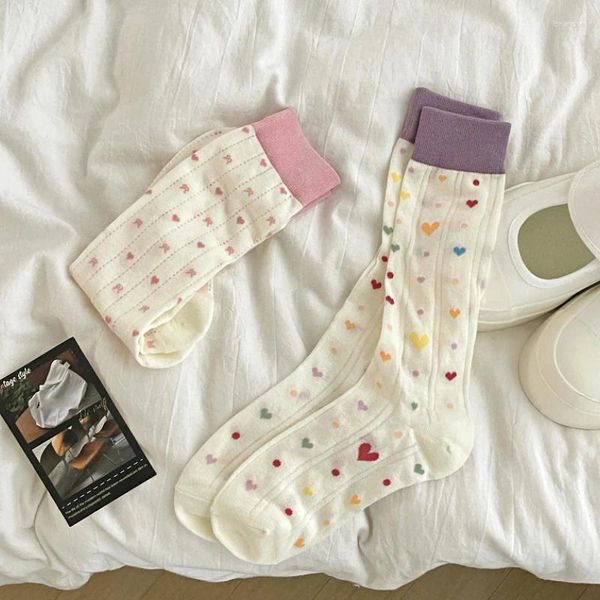 Femmes chaussettes d'été mince creux de maille longue mout-polka à pois pour lolita japonais sweet filles ébouriffes