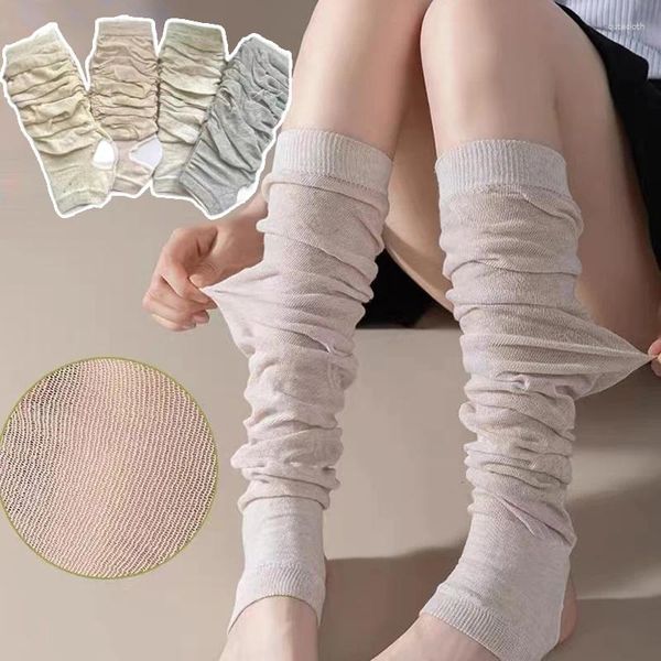 Chaussettes d'été fines en coton pour femmes, chauffe-jambes, bas hauts pour dames, danse, Pilates, Yoga, sous-vêtements de sport longs