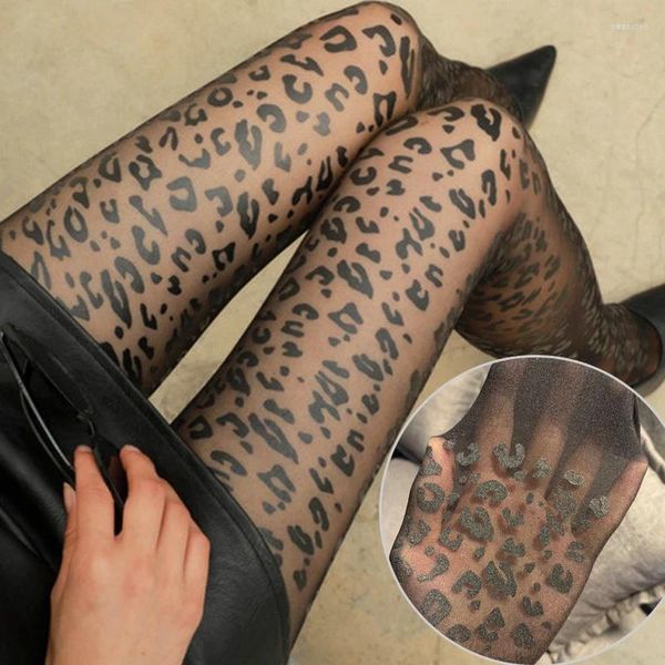 Calcetines de mujer Verano Ultrafino Transparente Pantimedias sedosas Gótico Sexy Vintage Leopardo Animal Patrón Medias transparentes Medias sin costura