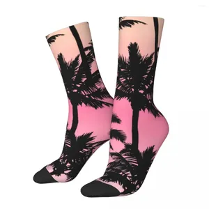Dames sokken zonsondergang strand print winter palmboom kousen harajuku mannen comfortabele grafisch hardloop sport non -slip