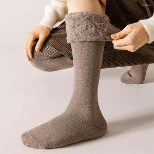 Chaussettes en Polyester Super douces pour hommes et femmes, bas d'hiver au dessus du genou, haute élasticité, longues, respirantes, chaudes, antidérapantes, unisexes