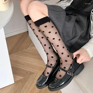 Chaussettes femmes doux lolita longue chaussette en nylon nylon haut de galets hauts bas à palets ultra-minces