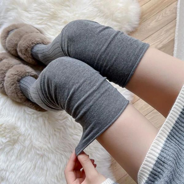 Chaussettes hautes au-dessus du genou pour femmes, Leggings en coton thermique, tendance, chauds