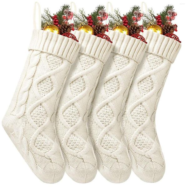 Chaussettes en coton épais pour femmes, paquet de 18 sacs de décoration, bas de remplissage, chaussettes tricotées personnalisées, pouces 4, noël