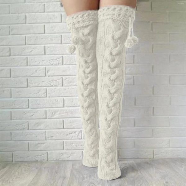 Calcetines gruesos de lana para mujer, pantalones altos, cubierta sobre calcetines, Lolita, invierno, rodilla, Kinttrd, Navidad, cálido, largo