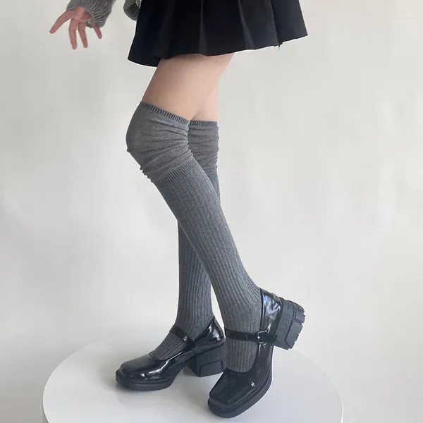 Calcetines gruesos y cálidos para mujer, medias térmicas hasta el muslo hasta la rodilla, estilo japonés JK, para otoño e invierno