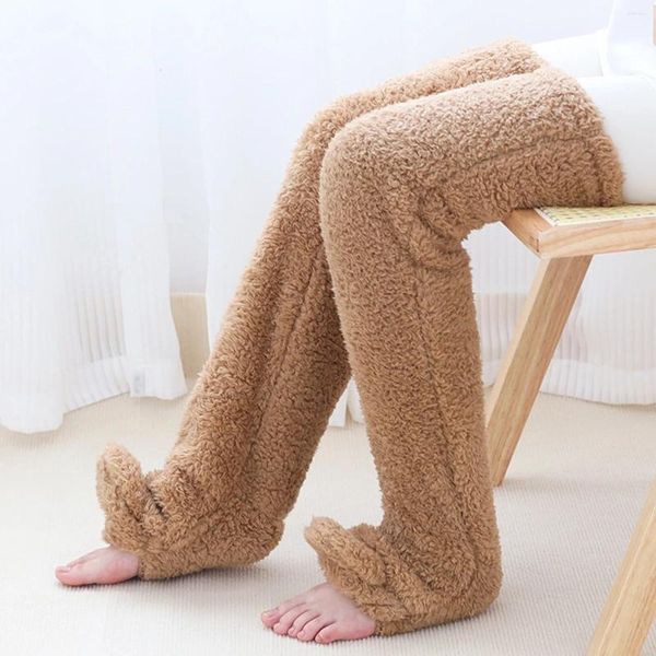 Calcetines de mujer hasta el muslo, peludas, por encima de la rodilla, cama de piel esponjosa, medias cálidas para dormir, calentadores de piernas de felpa para