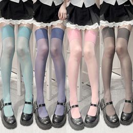 Femmes chaussettes de cuisse High Long Stockings sur le genou Summer Transparent Silk JK Étudiants pour filles