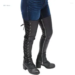Femmes chaussettes de cuisse hautes gardes de jambe vintage pu cuir en cuir sexy boîte de nuit sur les gaiters du genou