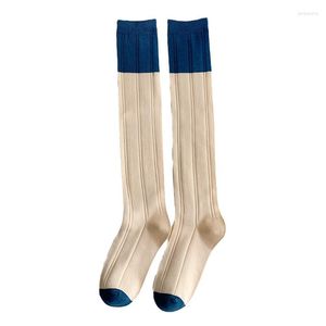 Calcetines de mujer Medias de pierna fina con algodón de bambú absorbente de sudor doble aguja Casual a rayas