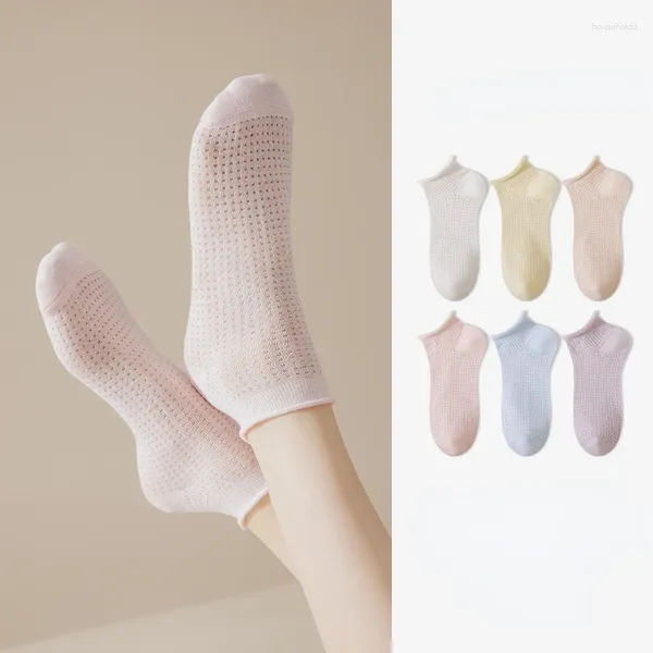 Chaussettes féminines en maillage mince invisible mujer non glissée en silicone chausette cheville bas femelle not de spectacle respirant