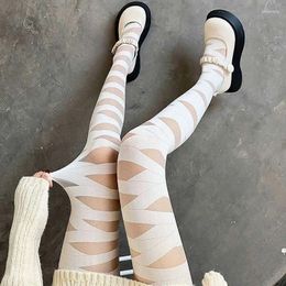 Femmes chaussettes serrées façonnant les leggings transparents Sox Fashion croix croix noire blanc long tube sexy bas de soie fille lolita douce