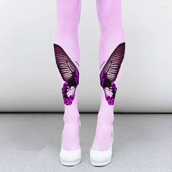 Femmes Chaussettes Collants Avec Mignon Papillon Imprimer Harajuku Lolita Lisse Et Chaleur Tech Super Stretch Collants Leggings Pour Les Filles Amour