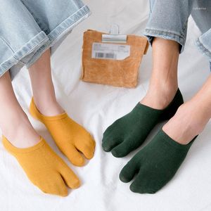 Chaussettes unisexes à cinq doigts pour femmes, couleur unie, antidérapantes, cheville, coupe basse, été, coton absorbant la sueur, Y2k