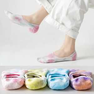 Calcetines de mujer zapatos de tendencia patrón corto para niña verano transpirable moda Neutral pareja diseñador barco Tie Dye zapatillas invisibles