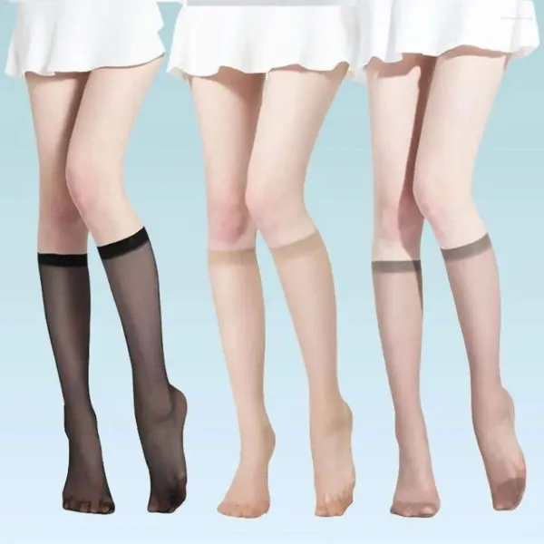Chaussettes Ultra-fines en Nylon pour femmes, bas transparents, élastiques, genou pour dames, haute qualité, longues pour filles