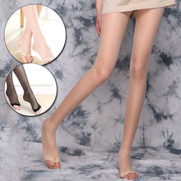 Calcetines de mujer, medias transparentes ultrafinas, pantimedias sexis de nailon de cintura alta, medias con punta abierta, sandalias para la boca de seda