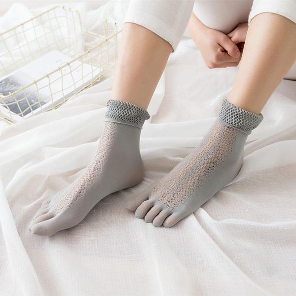 Femmes chaussettes ultra-minces femmes 5 paires d'orteils/ensemble printemps été velours cinq doigts dames femme couleur unie Pilates Massage chaussette