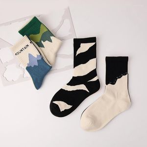 Chaussettes unisexes en coton peigné pour femmes, unisexe, équipage japonais AB, désossé, Couple, mode de rue, tendance, sport, Style coréen, Harajuku