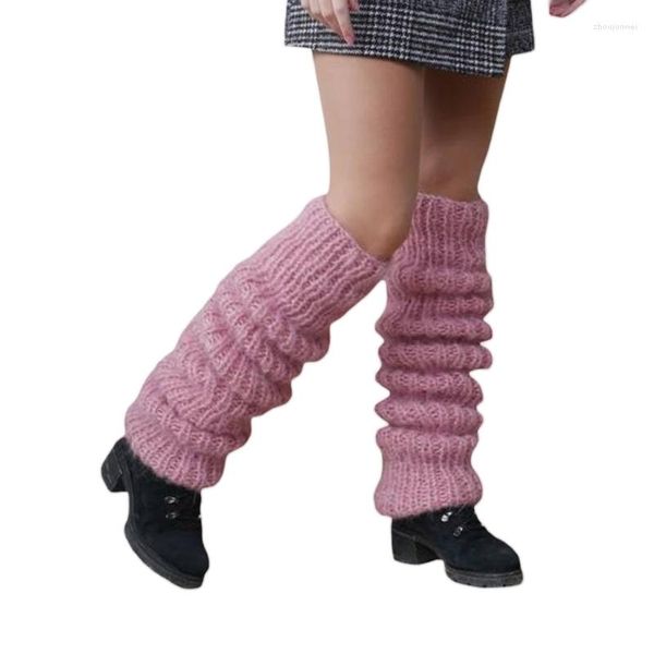 Calcetines de mujer Vintage Crochet Knitted Furry Mohair Winter Long Boot Medias para fiesta informal Dance Sports