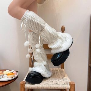 Dames sokken warm schattige gebreide lange voet covers knie hoge zachte laars herfst winter