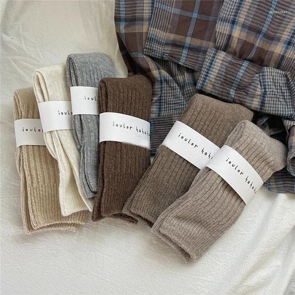 Chaussettes chaudes en laine et cachemire pour femmes, chaussettes thermiques pour vêtements de maison, vêtements de couchage épais, automne hiver