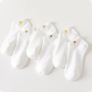 Femmes chaussettes blanc décontracté couleurs massives color lycéennes courts mignons dessin animé kawaii kawaii basse coupe cadeau