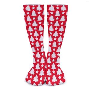 Dames sokken witte kerstboom herfst sterren printkousen mode vrouwelijk medium zachte grafische buitensporten non skid