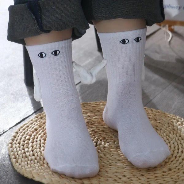 Calcetines de mujer calcetería magnética blanca transpirable Kroean fino bordado a mano en amigos