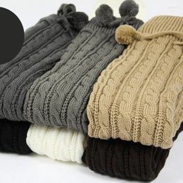 Chaussettes d'hiver Extra longues pour femmes, couleur unie, manchettes de bottes avec nœud papillon, câble en Crochet Jacquard, tricot, cuisse haute, 37JB