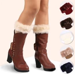 Femmes chaussettes Hiver Lady Crochet Knit Faux Fur Trim Boot Boot Toppers Cuffs Treot Foot Cover Boots Top