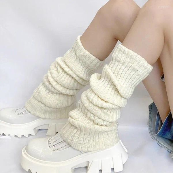 Chaussettes longues Lolita en laine tricotée pour femmes, couvre-pieds, chauffe-bras, Y2K, automne, poignets de bottes en Crochet