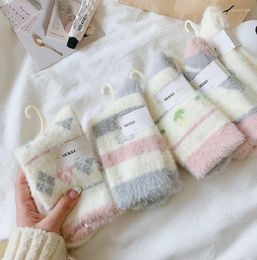 Vrouwen sokken winterproduct Japanse nertsen fleece dames schattig en zoete middelste buis dikke vloer slaap