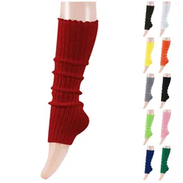 Chaussettes chaudes d'hiver pour femmes, couvre-pieds pour fête, couleur unie, chaussettes hautes tricotées, accessoires coupe-vent pour temps froid