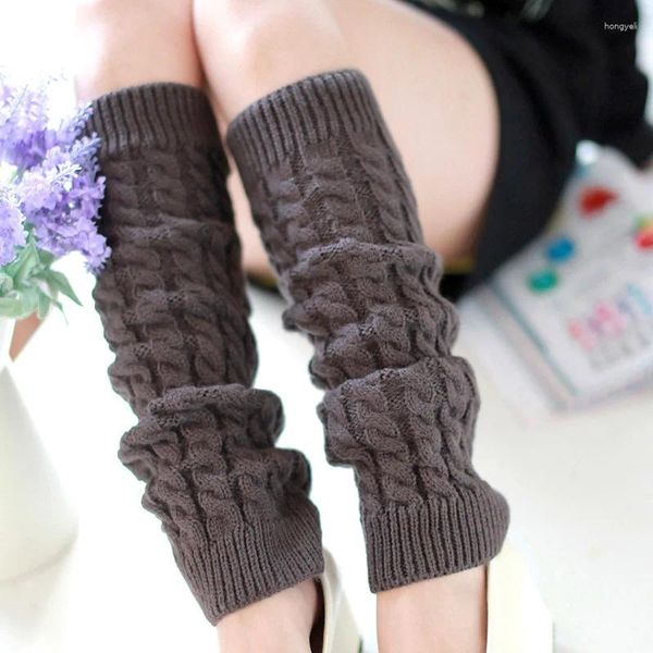 Chaussettes chaudes d'hiver pour femmes, longues, hautes, tricotées, pour poignets de bottes au Crochet, guêtres à la mode