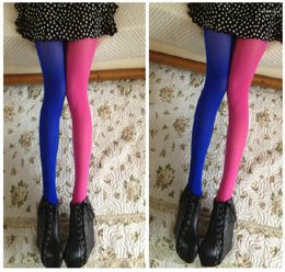 Vrouwen sokken dames mode sexy patchwork leggings pantals elastiek panty kousen tweekleurig solide