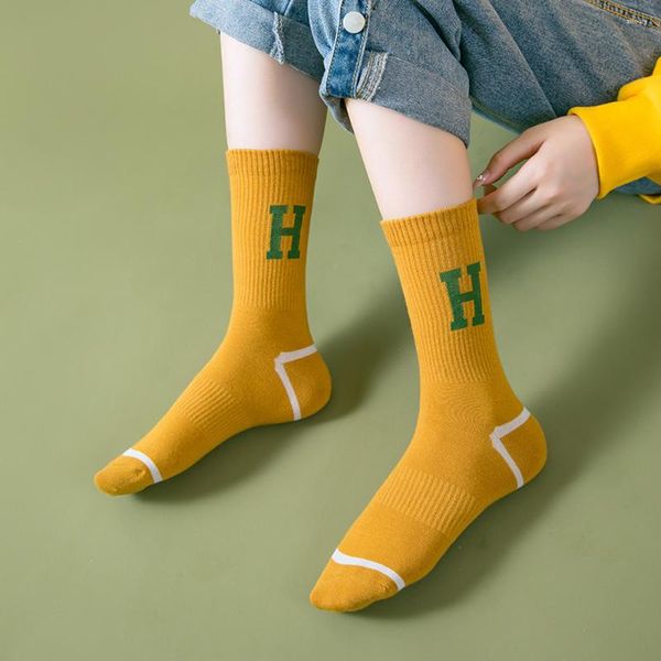 Calcetines de mujer Unisex novedad carta rayas digitales Skateboard deportes algodón Harajuku Hiphop Sox pareja tobillo calcetín Meias