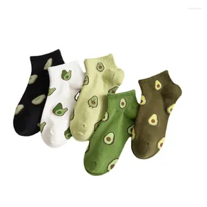 Femmes chaussettes femmes 5 paires/pack impression printemps été doux mince avocat pour la mode dames respirant chaussette 2024