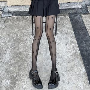Vrouwen sokken dames zwarte lolita ster print naadloze panty panty panty's Japanse sexy mesh plus size visnet kous gothic kousen