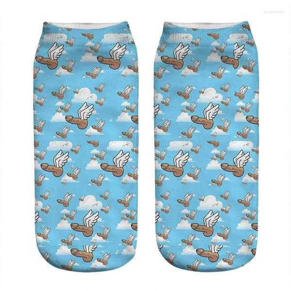 Calcetines de mujer Kawaii divertido Ángel pene impreso mujer Harajuku feliz novedad Linda chica regalo para